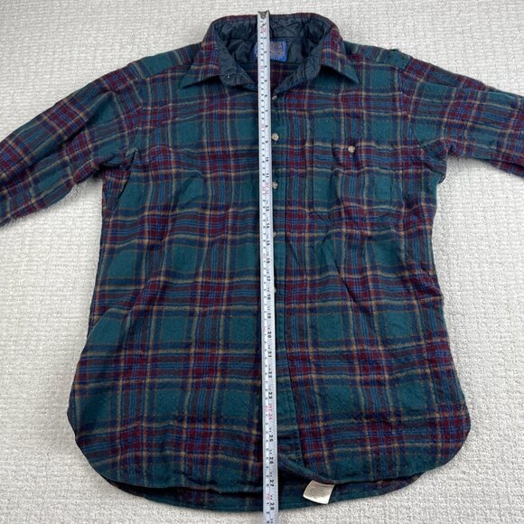 Vtg Pendleton Shirt Mens Large Plaid Wool Flannel USA Elbow Pads Wool Read* - Picture 11 of 16